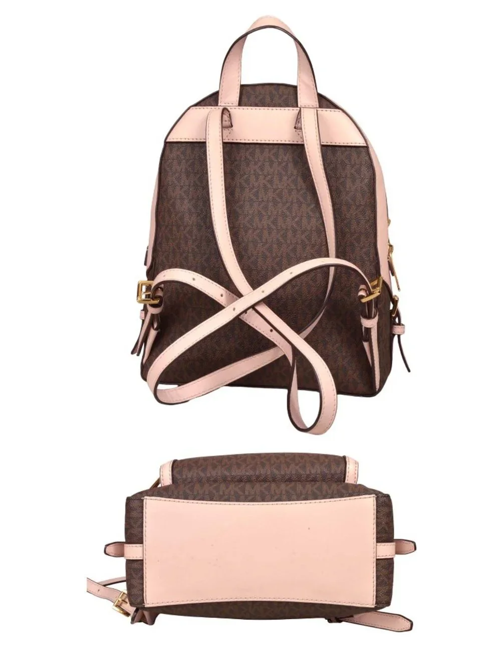 Michael Kors Jaycee Medium Logo Backpack Brown Pink Print